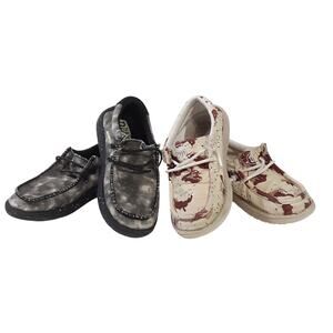 Hey Dude Wally Sox Slip On Shoes Kids 13 Tan Desert Camo Galaxy Multi 2 Pairs